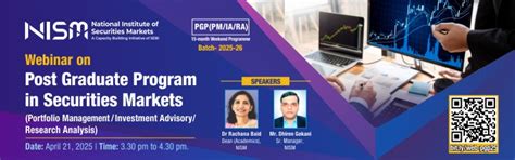 Webinar on Post Graduate Program in Securities Markets (PM / IA & RA ...