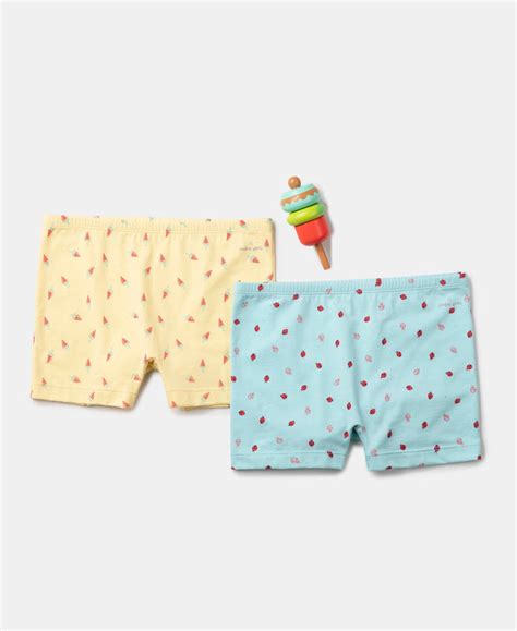 Buy Girls Super Combed Cotton Elastane Stretch Printed Shorties with ...