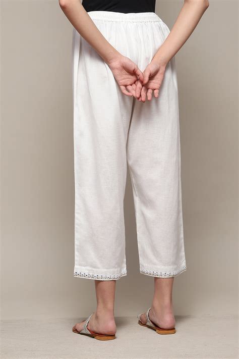 White Rayon Solid Pant