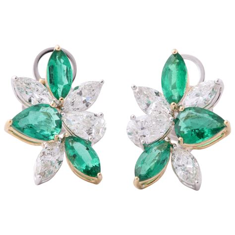 Very Fine Emerald and Diamond Earrings at 1stDibs
