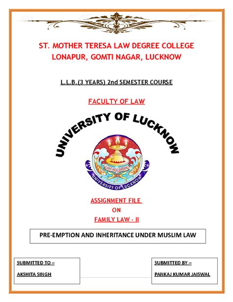 FAMILY LAW-II: Pre-emption and Inheritance under Muslim Law - Studocu