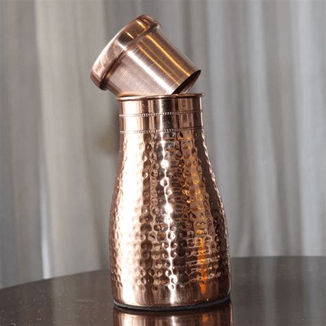 Pure Copper Water Flask with Lid | Copper Water Bottle Jug for Dining ...