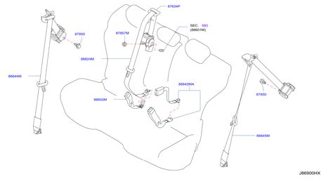 Infiniti I35 Seat Belt Lap and Shoulder Belt (Left, Rear) - 88845-3GW0C - Genuine Infiniti Part