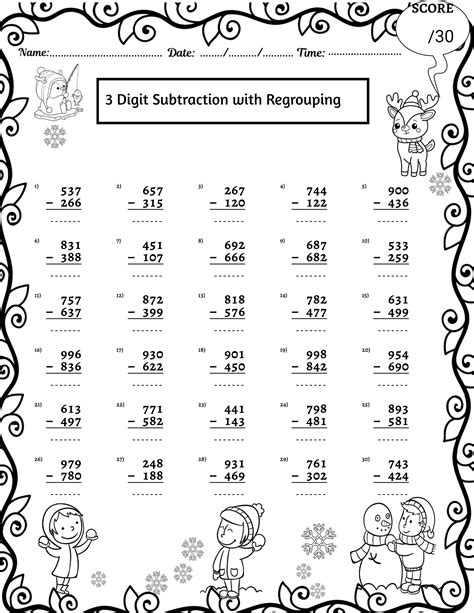3 Digit Addition And Subtraction Worksheets Without Regrouping 3 Digit