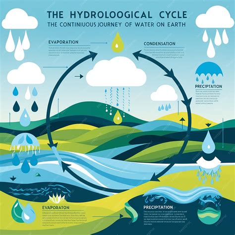 The hydrological cycle process visually for learning course water hydrological cycle infographic ...
