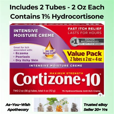Cortizone-10 Anti-Itch Cream 2oz x 2 Exp 01/2027 4oz Total Fast Relief ...