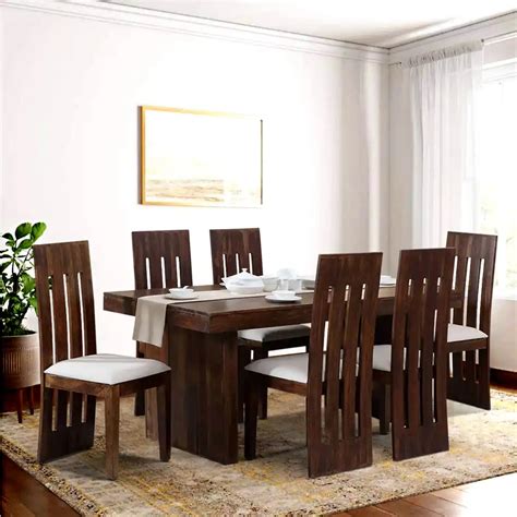 Poster Solid Wood 6 Seater Dining Table Sets