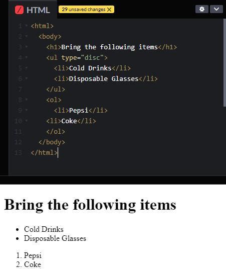 write the output of following html... - Brainly.in