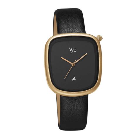 Fastrack Vyb Prodigy Quartz Analog Black Dial Leather Strap Watch for Girls