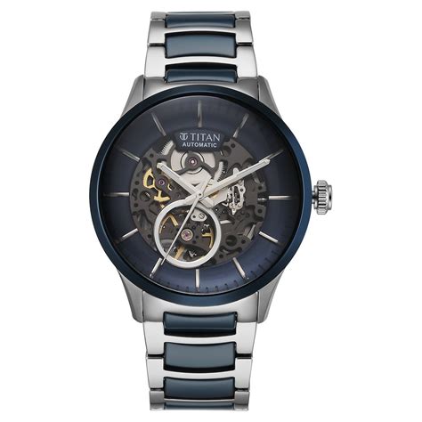 Buy Online Titan Ceramic Fusion Automatic Blue Dial Silver Dual-Toned ...