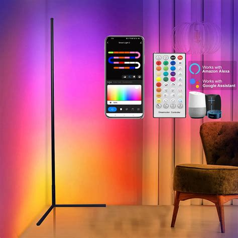 Smart Tuya Corner Floor Lamp 120cm Modern Stand Bedside Lamp Dimmable ...