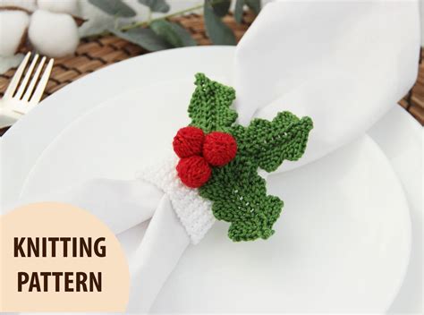 Holly Napkin Ring Knitting PATTERN Christmas Napkin Holders - Etsy UK