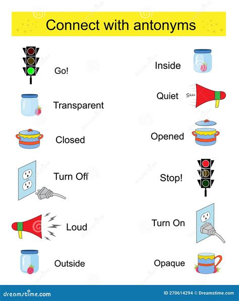 Educational Material for Kids. Connect with Antonyms. Opposites Words Stock Illustration ...