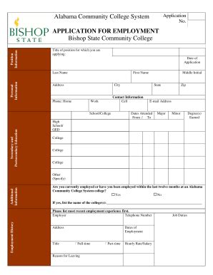 AL Bishop State Community College Application for Employment - Fill and ...