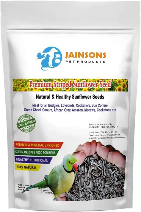 Buy Jainsons Pet Products Striped Sunflower Seed with Spirulina, Bird ...