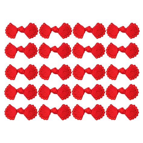Enakshi 20 Pairs Leaf Design Chinese Knot Frog Button for Cheongsam Red ...