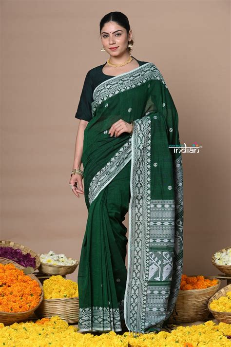 Buy Rajsi ~ Handloom Pure Cotton Saree with Hand-embroidered Symmetric ...