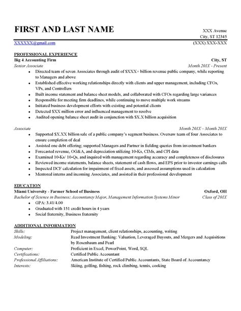 Ib Resume Template