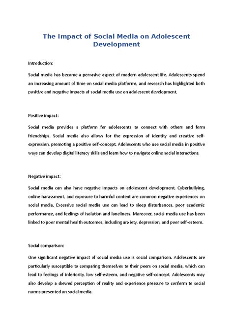 The Impact of Social Media on Adolescent Development - The Impact of ...