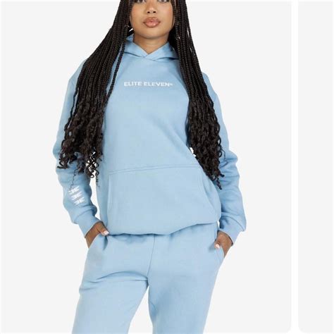 Registered hoodie - light blue ELITE ELEVEN Size snall - Depop
