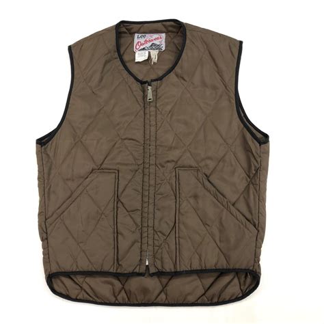 LEE リー 70年代 USA製 中綿 キルティングベスト デカ TALON 五角形ジッパー ユニオンチケット付き ブラウン メンズ S-M ...
