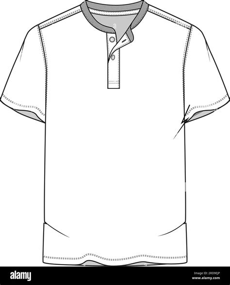 Men Casual Henley t-shirt short sleeve technical flat sketches design ...