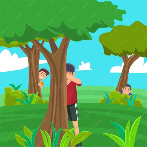 Premium Vector | Hide and seek vector illustration