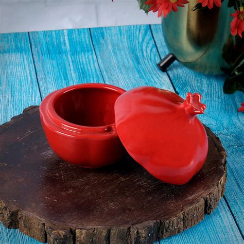Kraftlik Handicrafts Hand Pomegranate Shape Dry Fruits Bowl with Lid ...