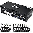 TESmart 3-Monitor 4-Computer 4K@60Hz 4:4:4 KVM Switch, 4 USB, 2 Audio ...