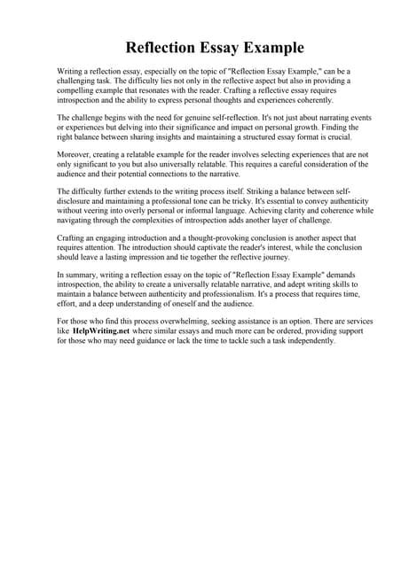 Reflection Essay Example 的图像结果