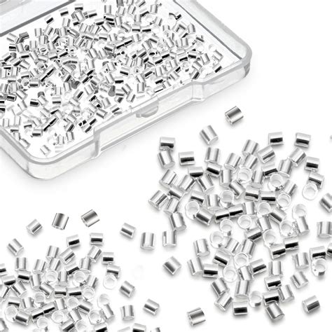 100 Packs Silver Crimp Bead Tube Crimp Beads Stoppers for Jewelry ...