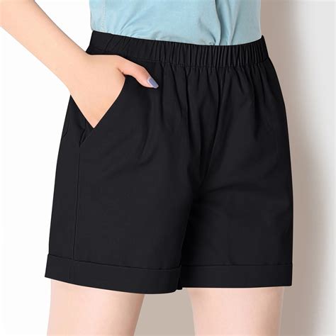 POTETI Womens Cargo Shorts Cotton High Waisted Plus Size Womens Shorts ...
