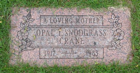 Opal Irene Sanders Snodgrass Crane (1917-1983): homenaje de Find a Grave