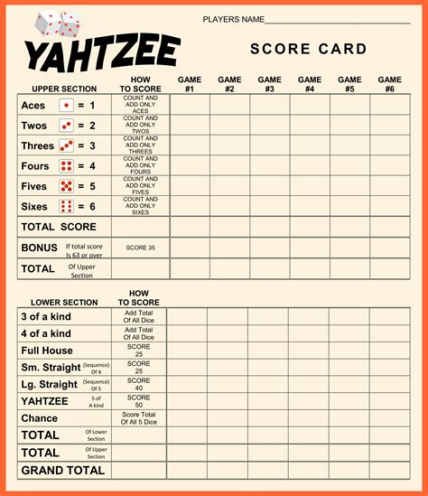 Yahtzee Score Sheets - 10 Free PDF Printables | Printablee