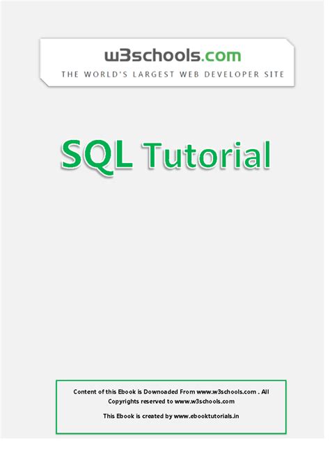 Sql tutorial from w3school - Content of this Ebook is Downoaded From ...