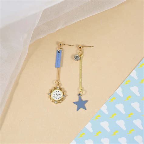 Asymmetrical Clock and Star Long Drop Earrings | Salty – Salty Accessories