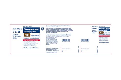 Omnipaque 300 Iohexol 300 mg / mL Injection Vial 500 mL