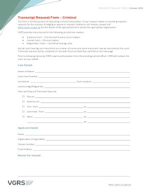 Fillable Online courts vic gov Transcript Request Form - Criminal Fax ...