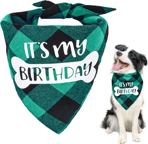 Amazon.com : Dog Birthday Bandana, VIPITH Double Sided Cotton Triangle ...