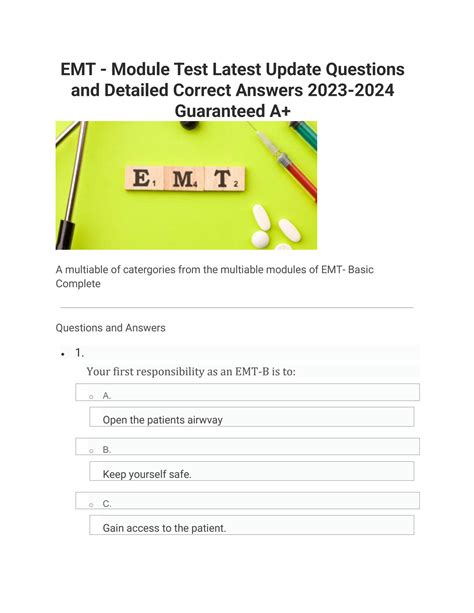 SOLUTION: Emt module test latest update questions and detailed correct ...
