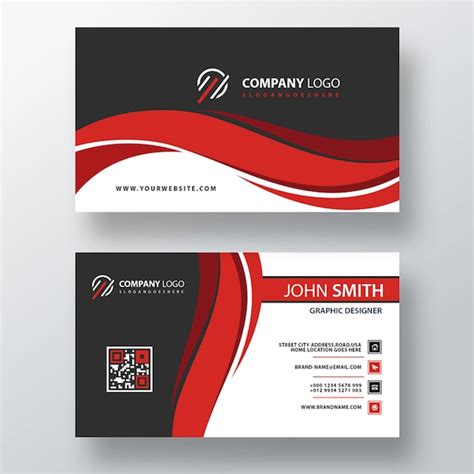 Red wavy psd business card template | Free PSD