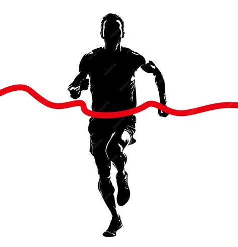 Premium Vector | Runner Running a marathon runner wins athletics athlete competing silhouette