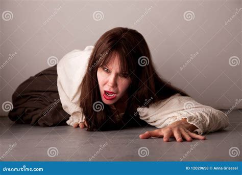 Female Victim Crawling on the Floor Stock Photo - Image of lady, fear ...