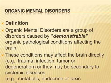 Organic brain syndrome | PPTX