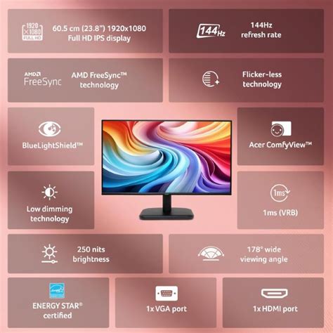 Acer EK240Y P6 24-inch FHD 144hz 1ms IPS Panel bezel less Monitor ...