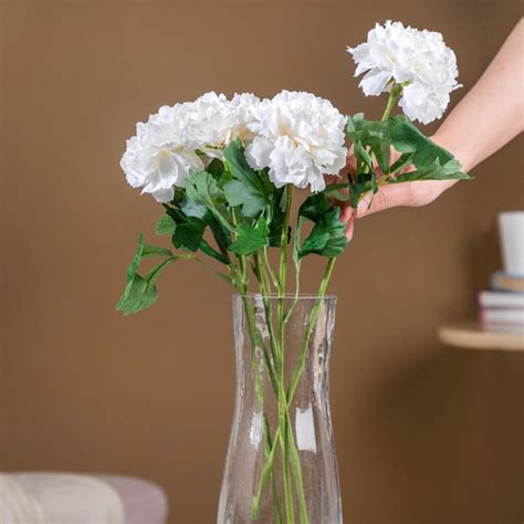Peony Artificial Flower White Set Of 5
