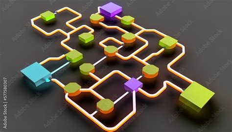 Digital flow chart management process connected lab created with generative ai technology Stock ...