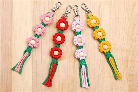 Image result for DIY Macrame Flower Keychain Tutorial