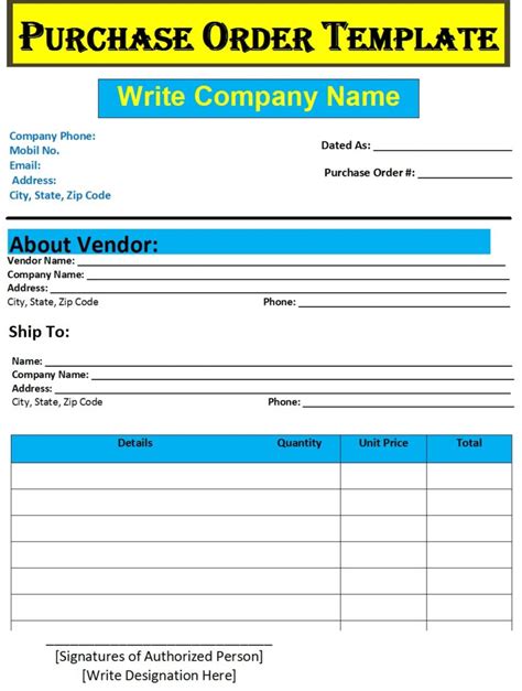 Image result for Purchase Order Sample