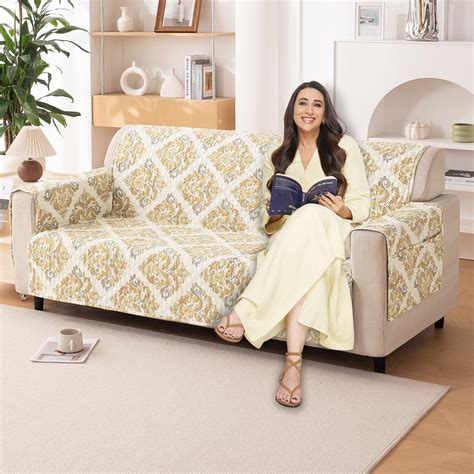 HOKIPO 'VivaCasa Series' Polyester 3 Seater Quilted Sofa Cover with ...